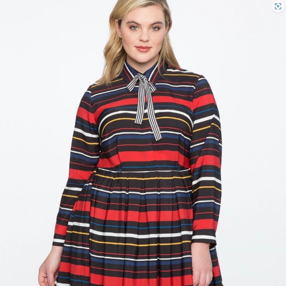 Eloquii Striped Fit and Flare Dress